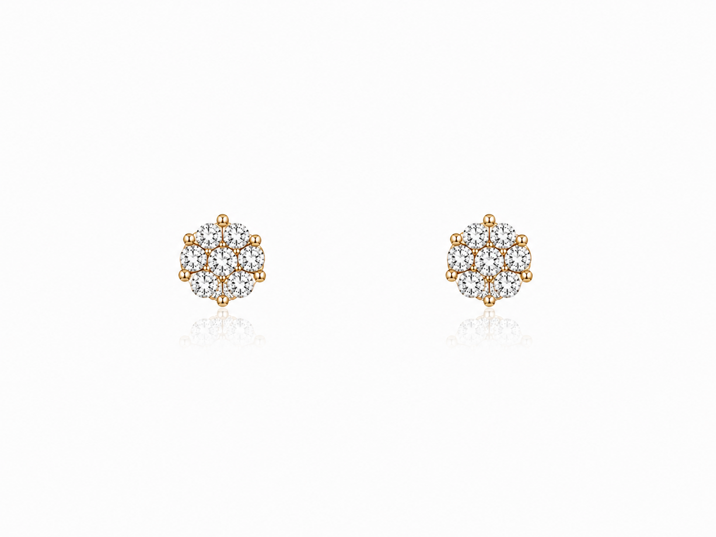 Mini Diamond Cluster Flower Earrings