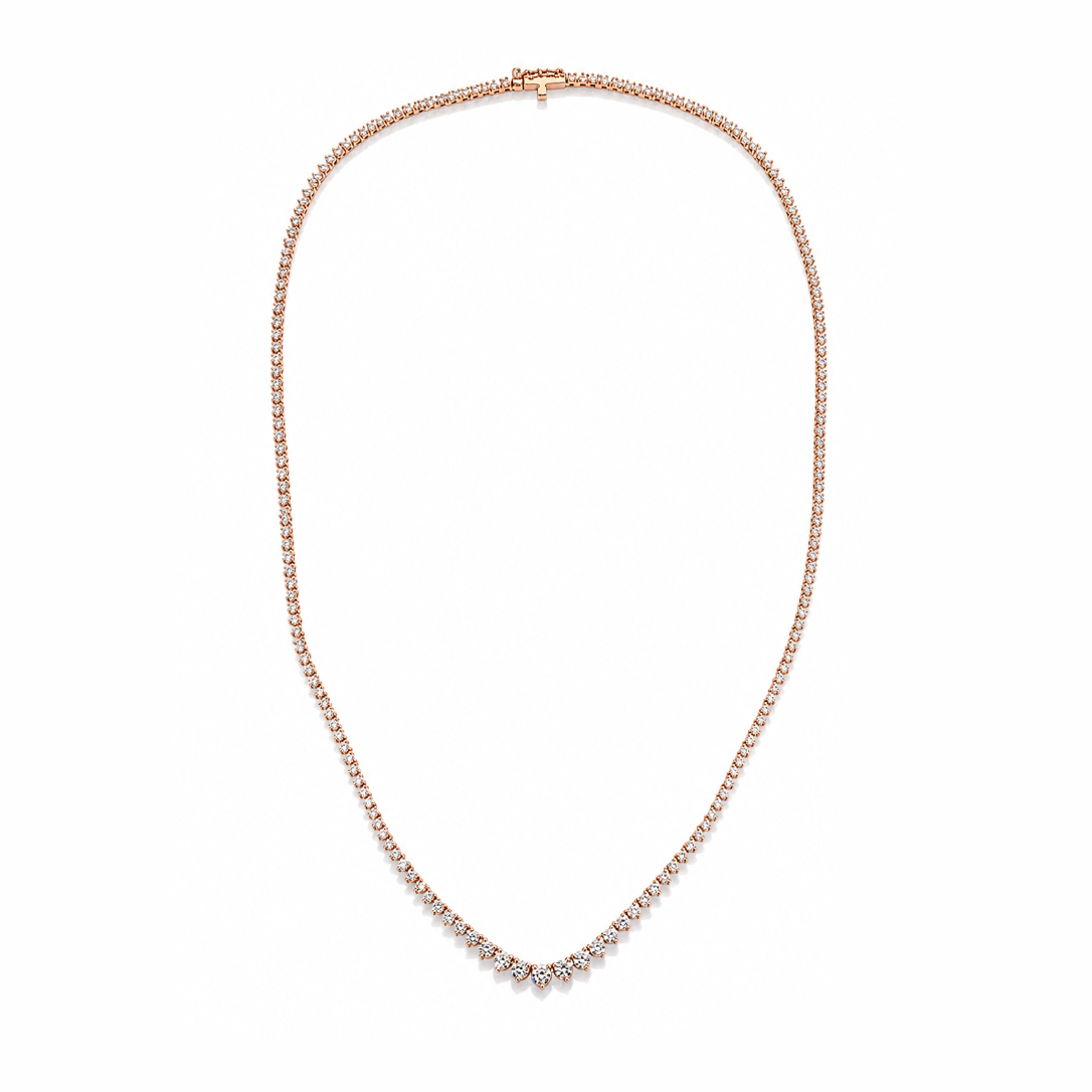 3-Prong Rose Gold Tennis Necklace