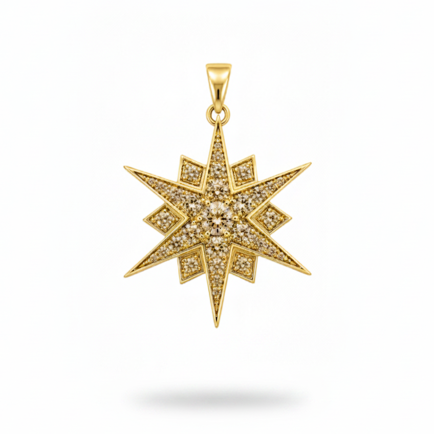 Brown Diamond Starburst Pendant