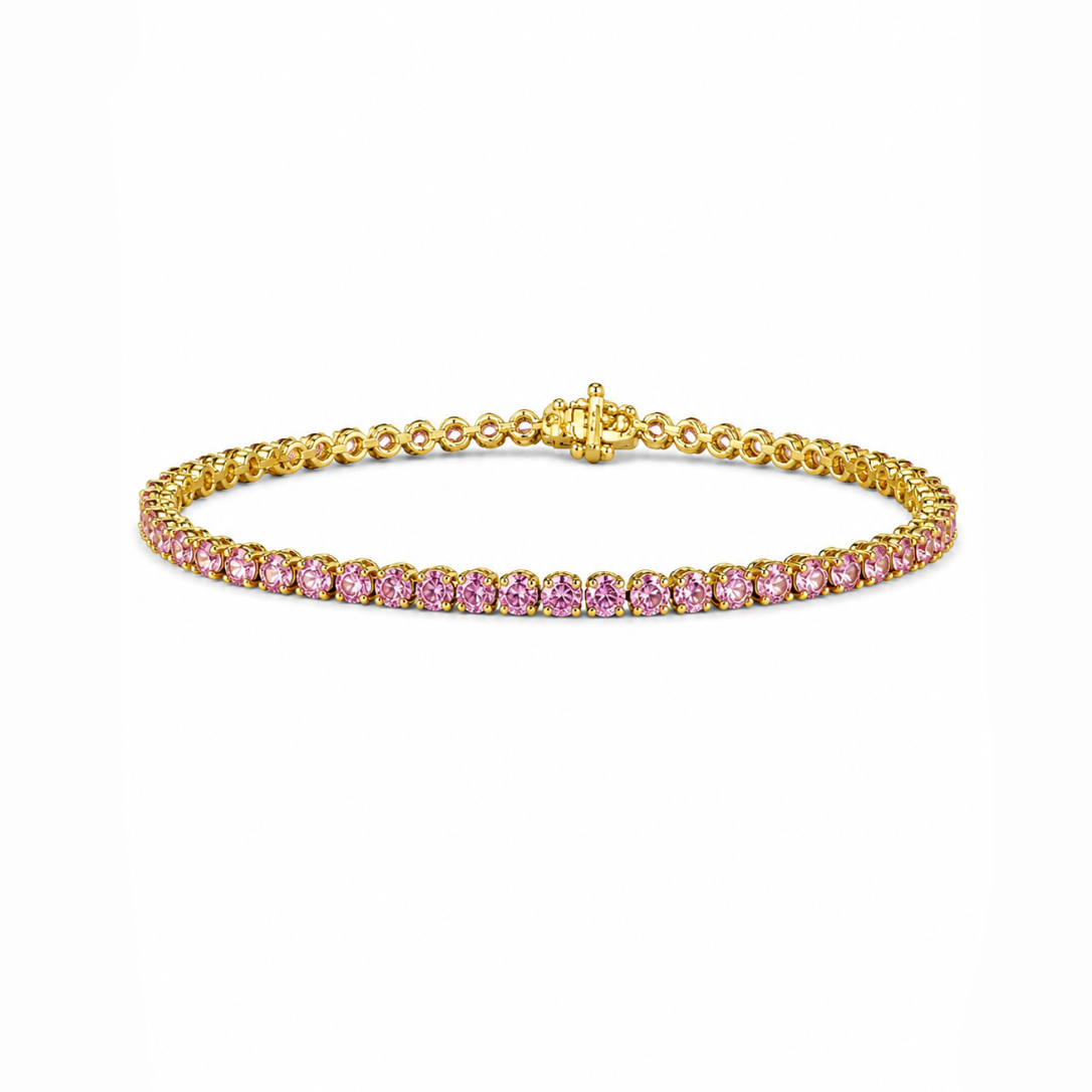 Pink Sapphire Circled Tennis Bracelet