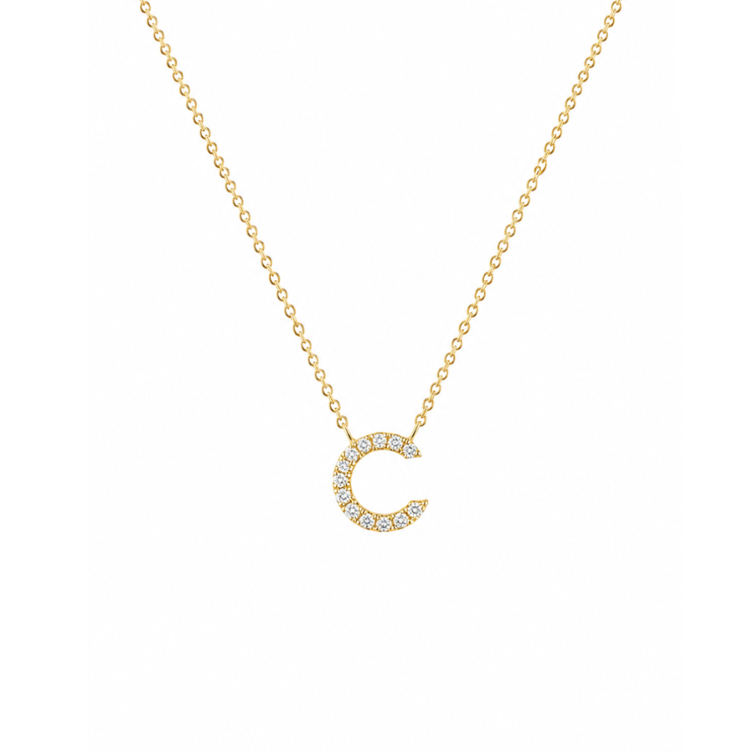 Mini Pavé Diamond Initial Necklace
