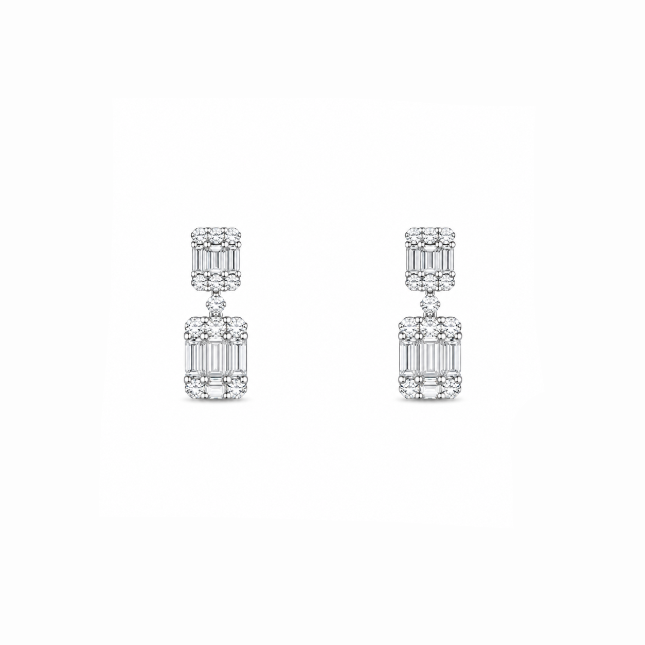 Baguette Ilussion Dangling Earrings