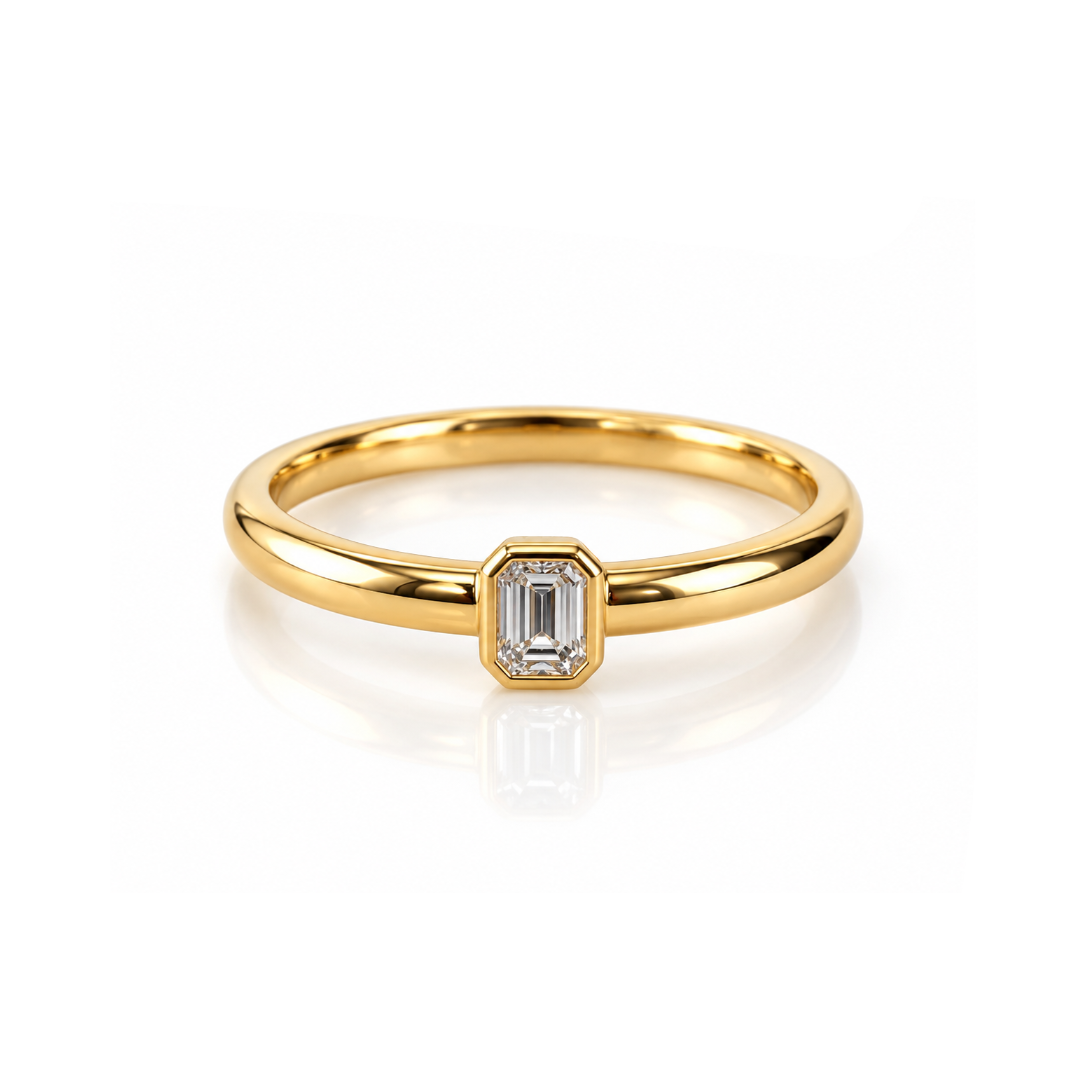 Emerald-Cut Bezel Ring