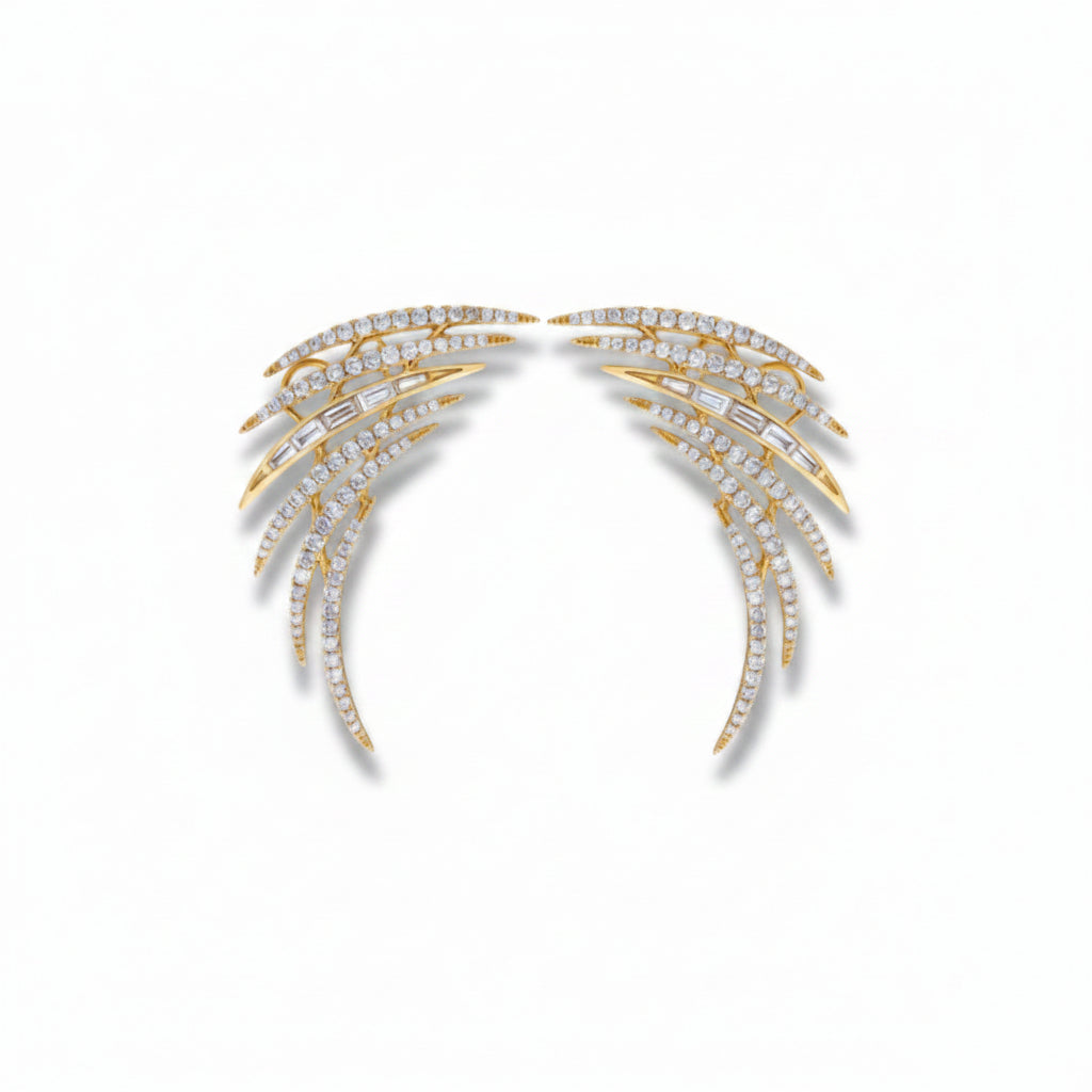Baguette Diamond Large Wing Earrings
