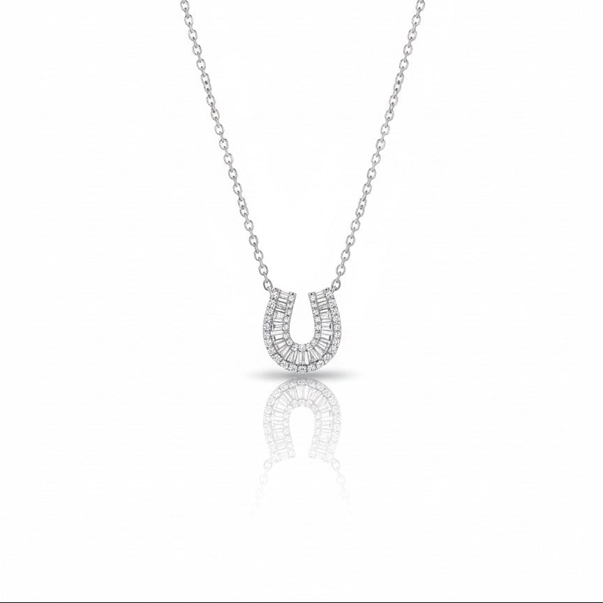 Baguette Diamond Horseshoe Necklace