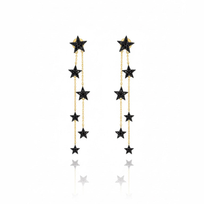 Black Diamond Star Cascade Earrings