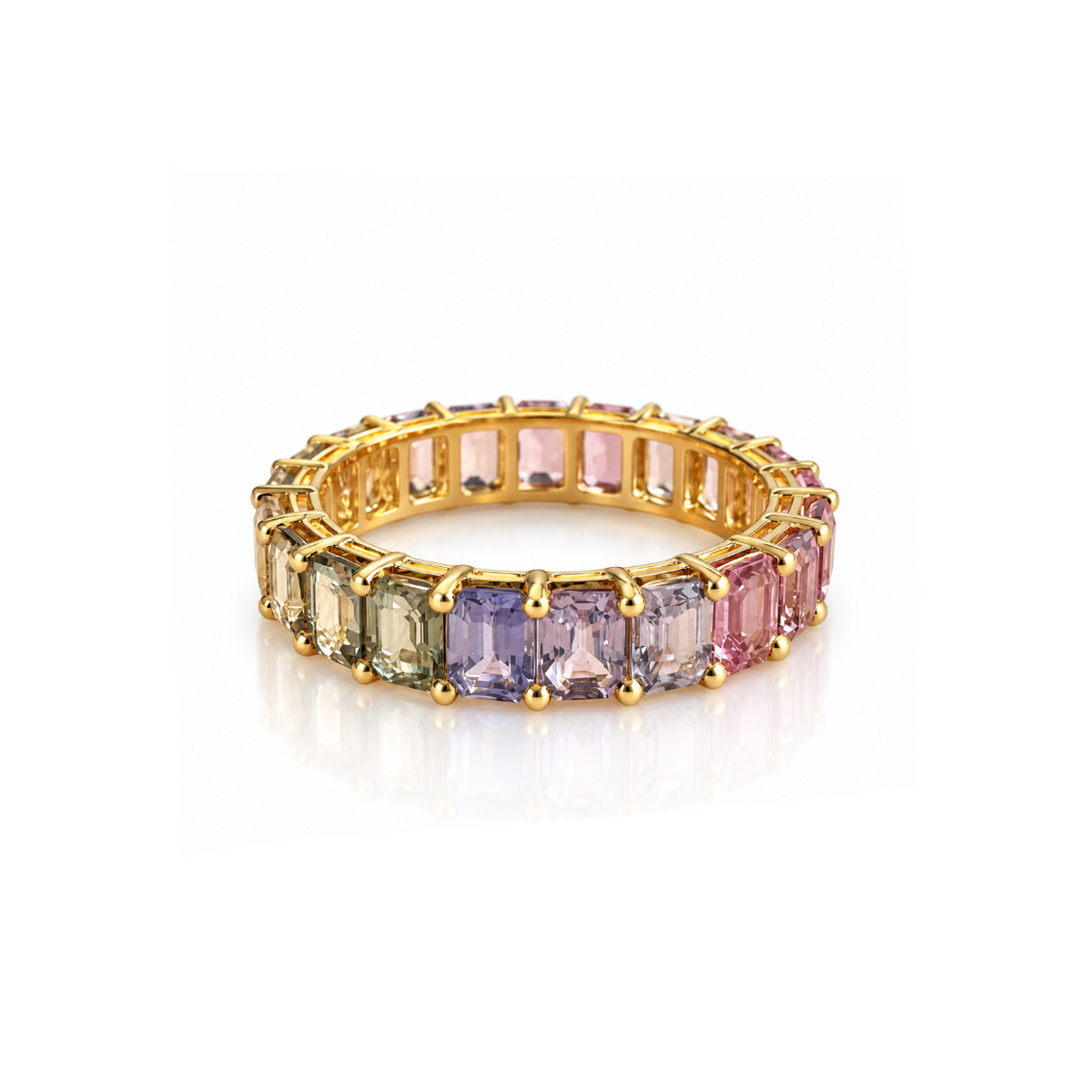 Emerald-Cut Pastel Eternity Ring