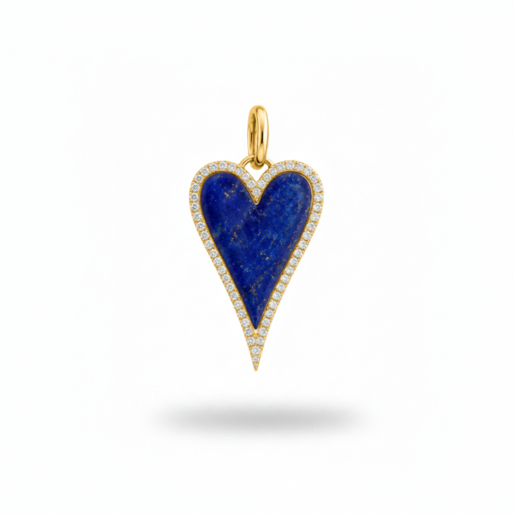 Lapislazuli and Diamond Heart Pendant