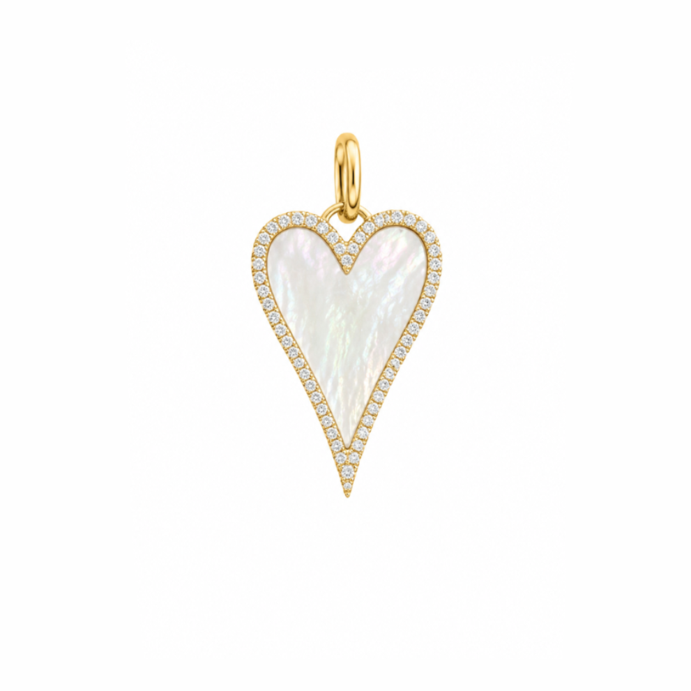 Mother of Pearl and Diamond Heart Pendant