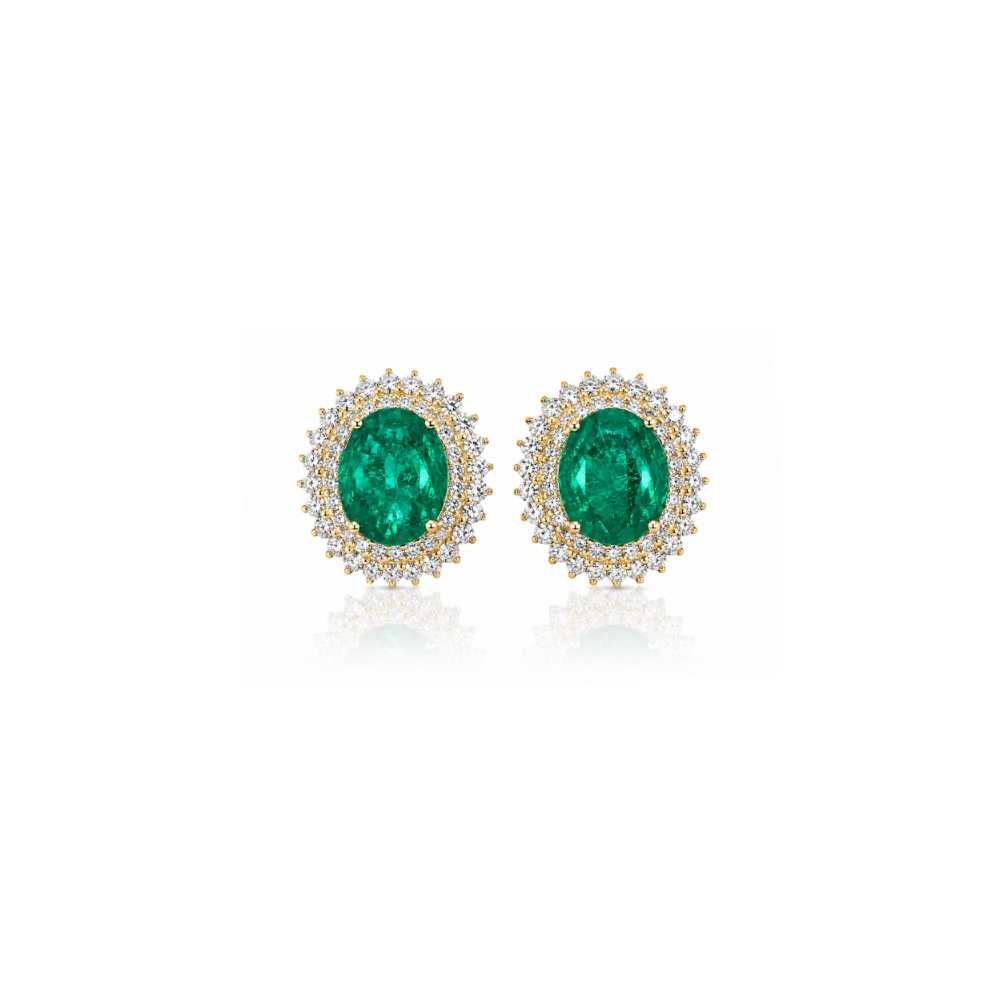Oval Emerald Halo Earrings