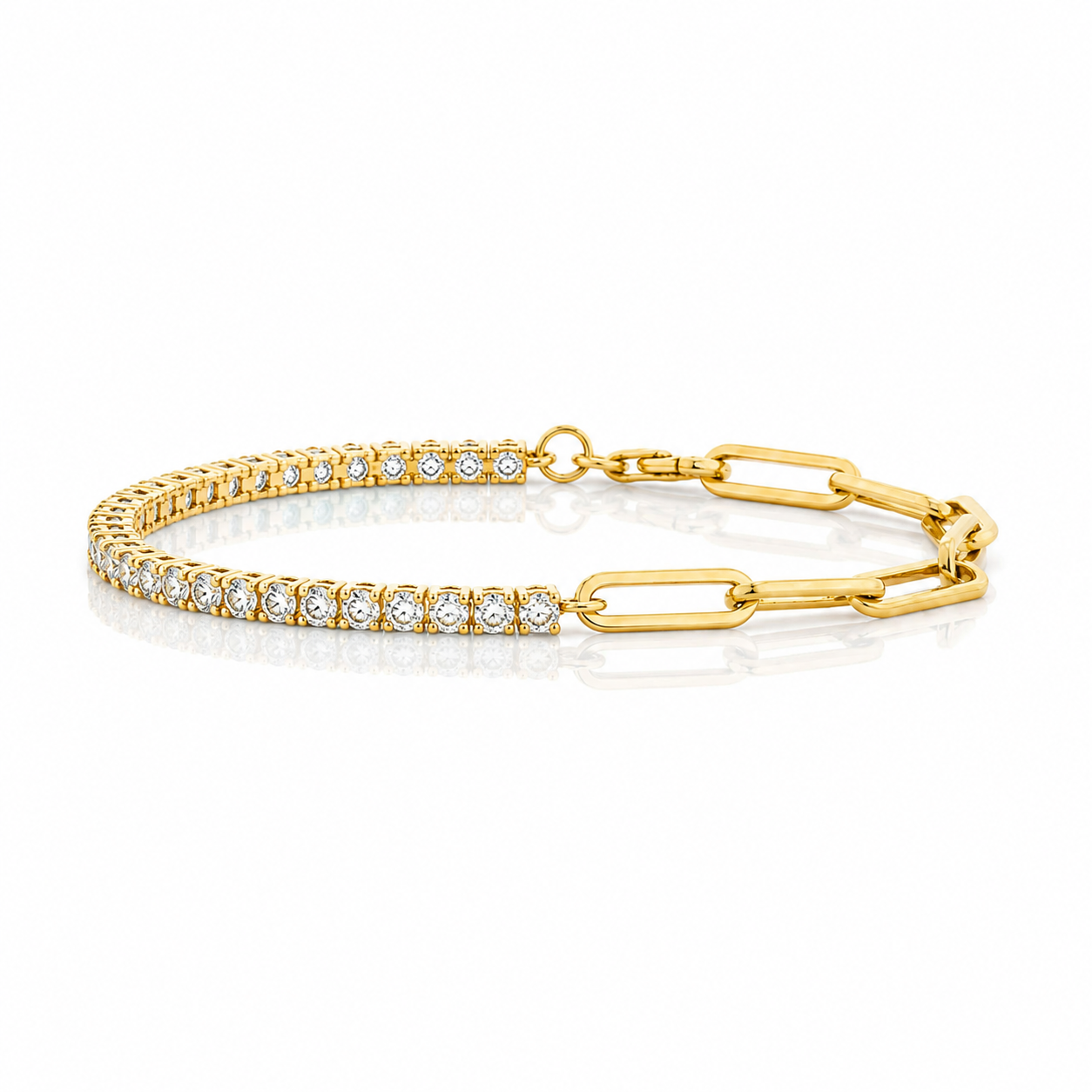 Diamond Tennis Paperclip Bracelet
