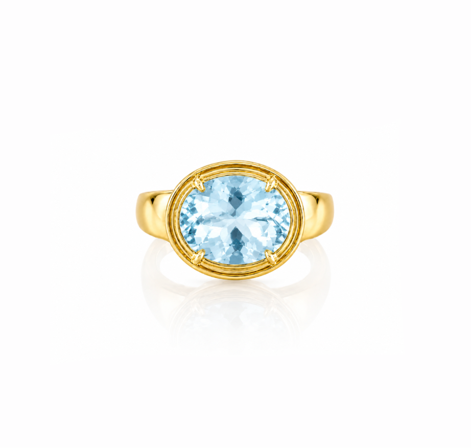 Aquamarine Mega Pinky Ring
