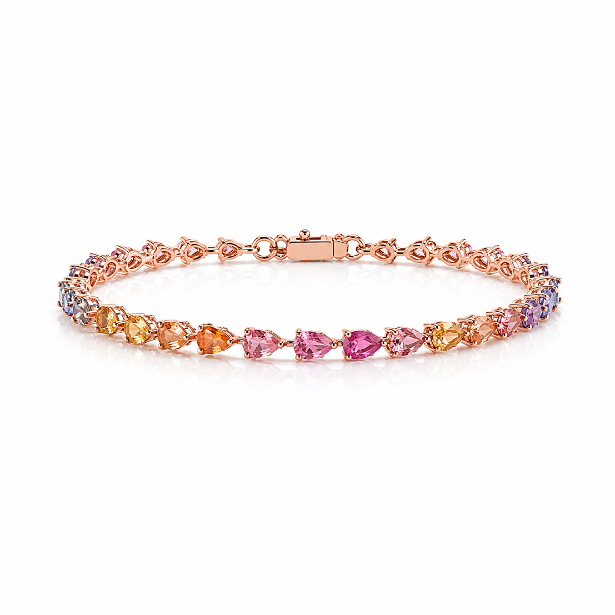 Rainbow Ombré Pear Cut Tennis Bracelet