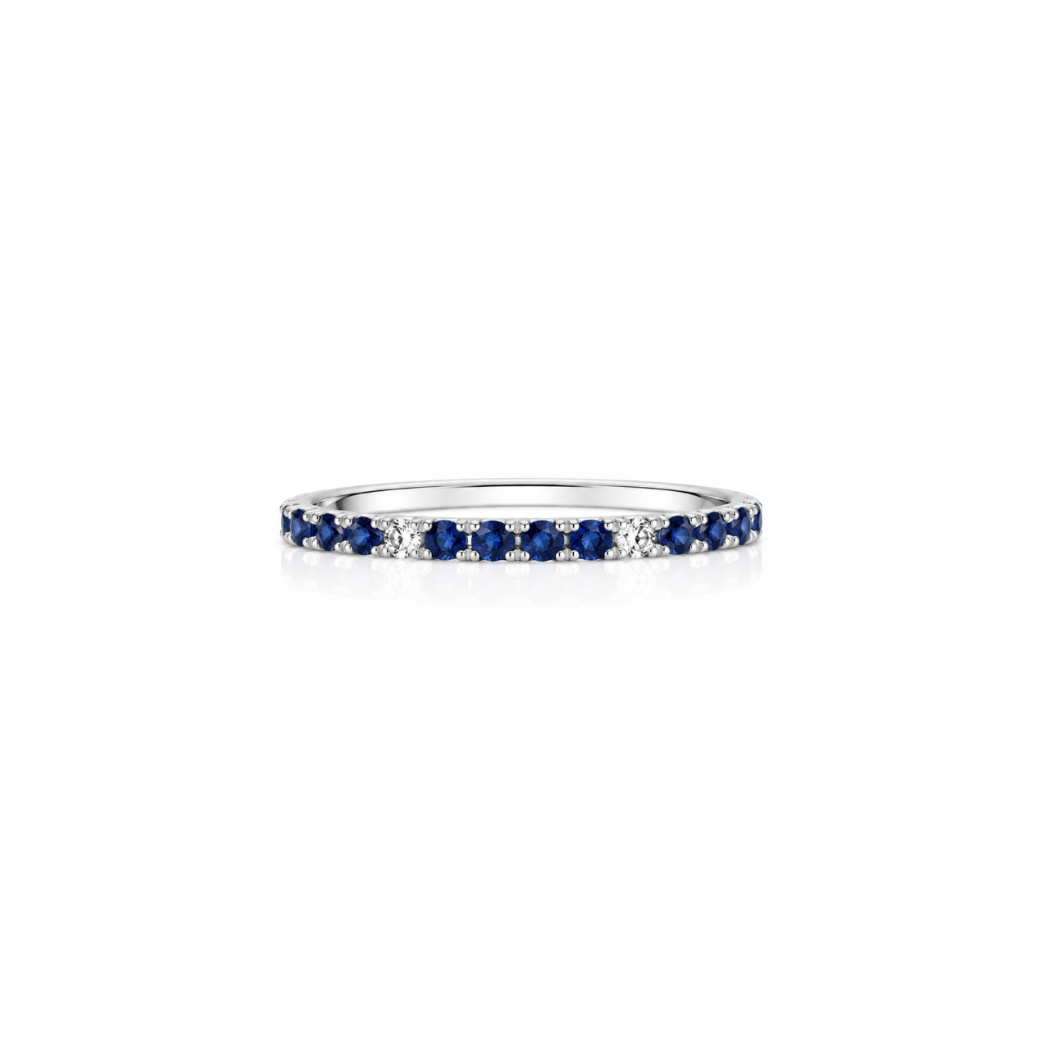 Blue Sapphire & Diamond Band