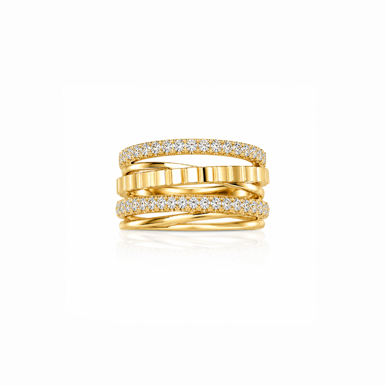 Diamond Fluted Crossed Ring