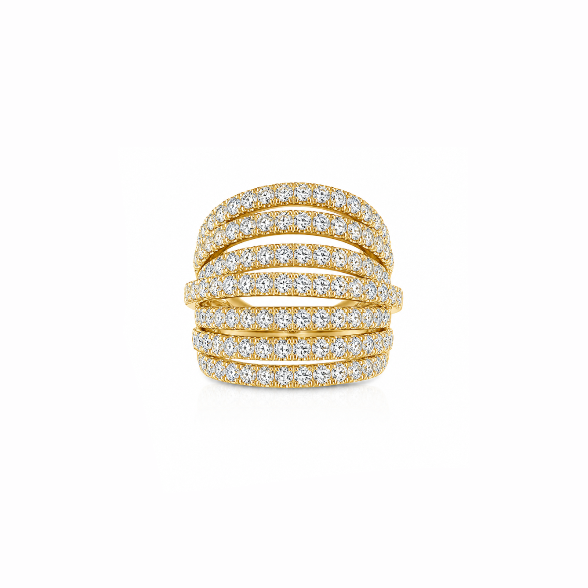 Crossed Domed Diamond Ring