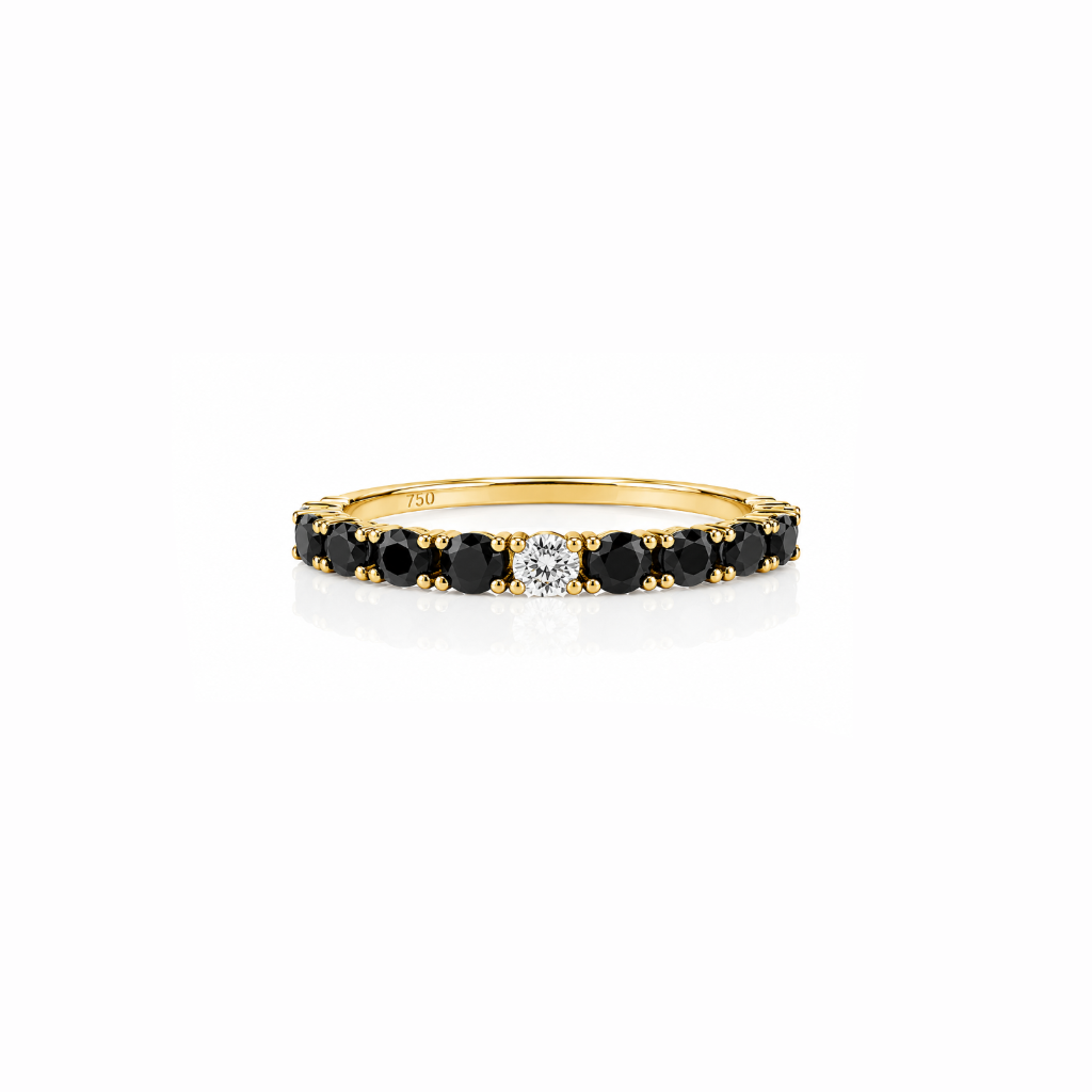 Black Diamond with Solitaire Band