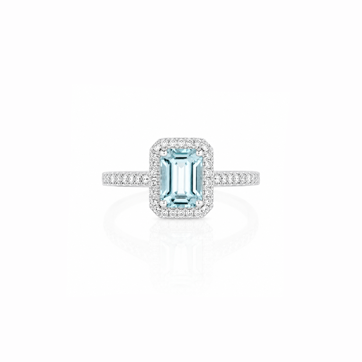 Aquamarine Halo Ring