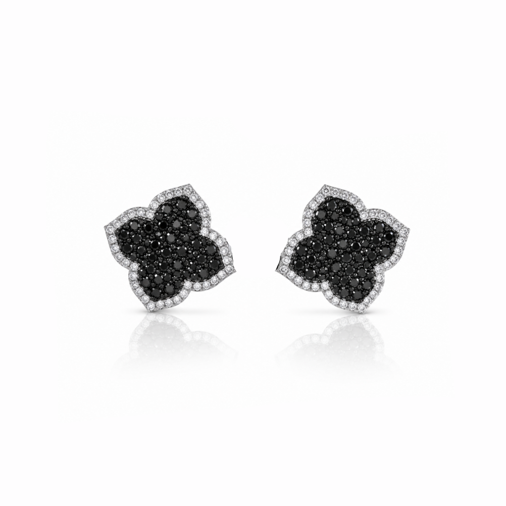 Black Diamond Clover Earrings