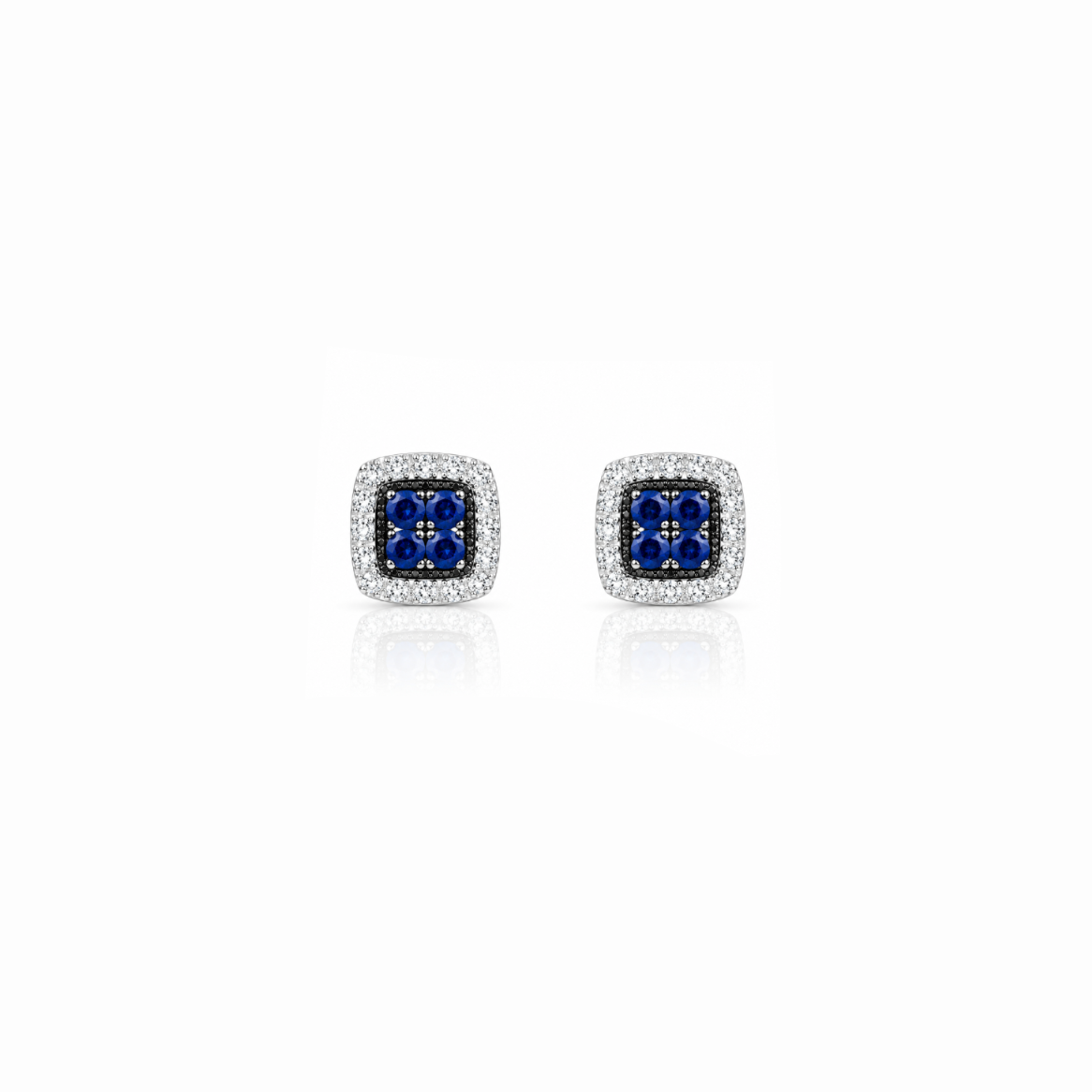 Blue Sapphire Squared Jacket Earrings