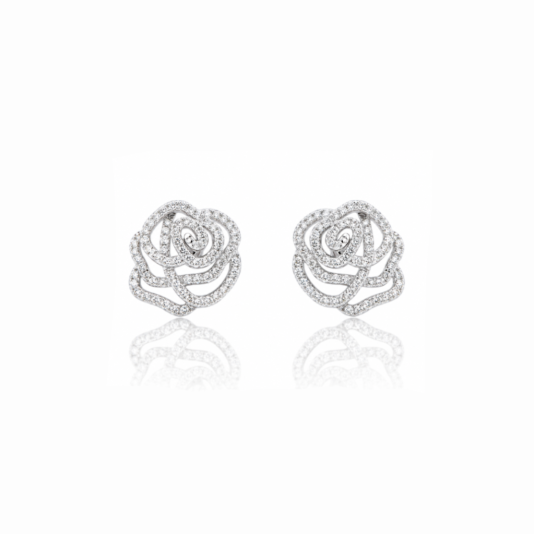 Diamond Rose Earrings