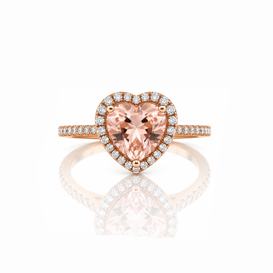 Heart Morganite Halo Ring