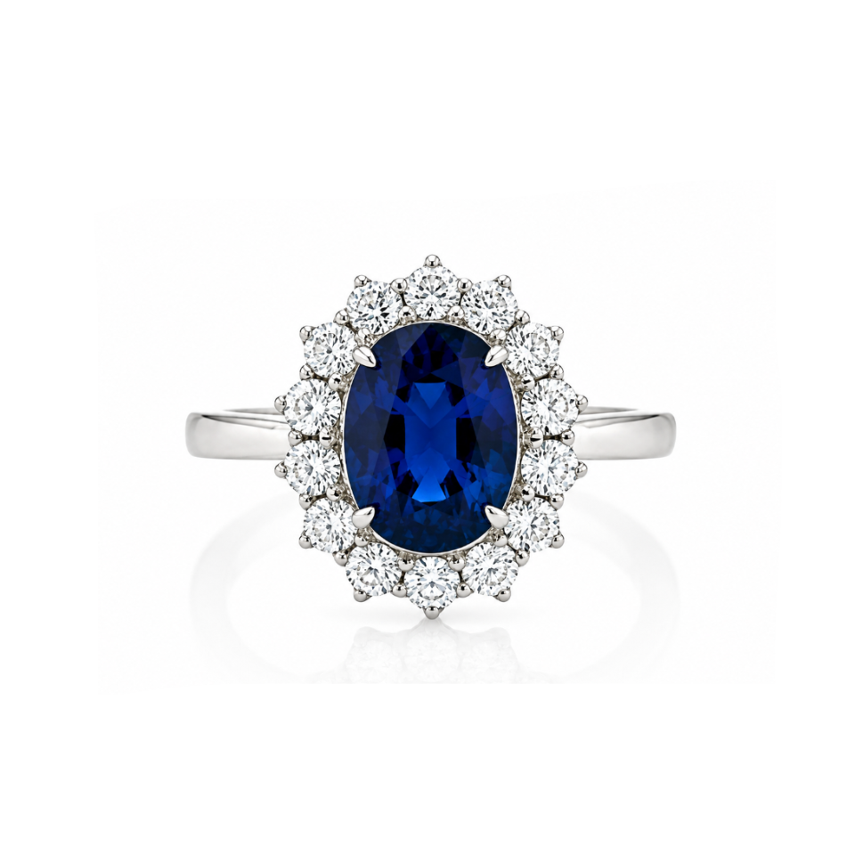 Classic Oval Sapphire Halo Ring