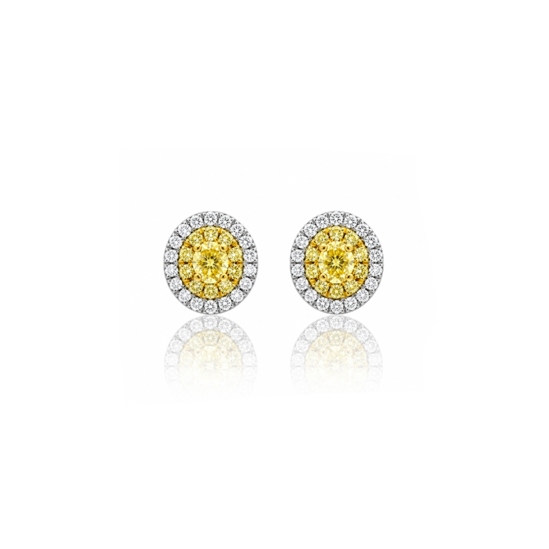 Fancy Yellow Oval Diamond with Halo Earrings