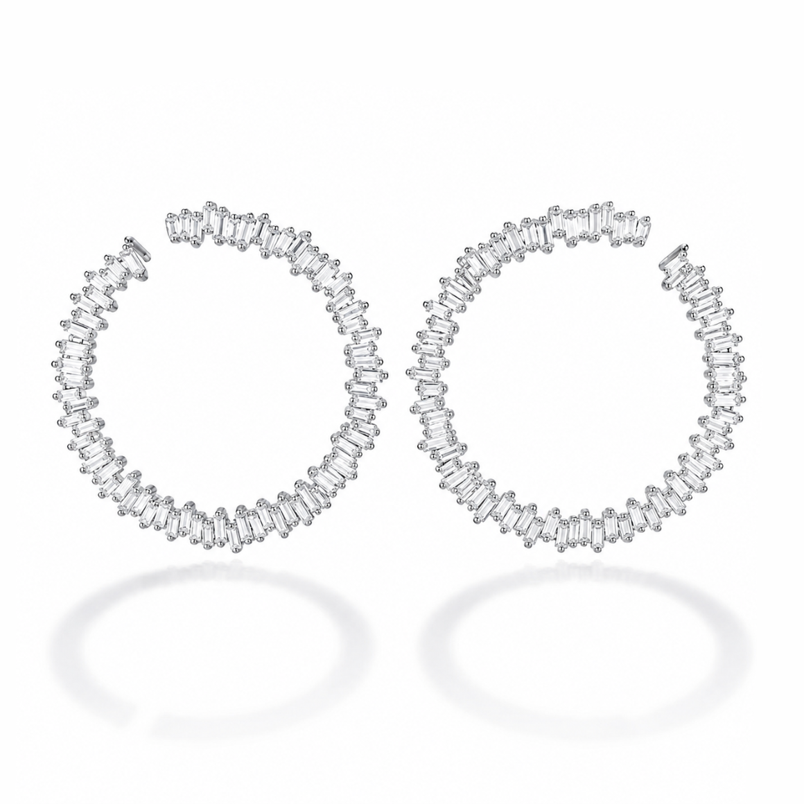 Crazy Baguette Diamond Hoop Earrings