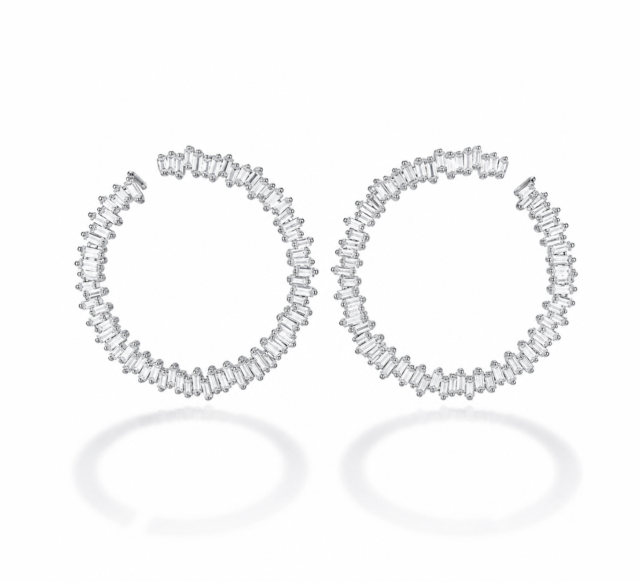 Crazy Baguette Diamond Hoop Earrings