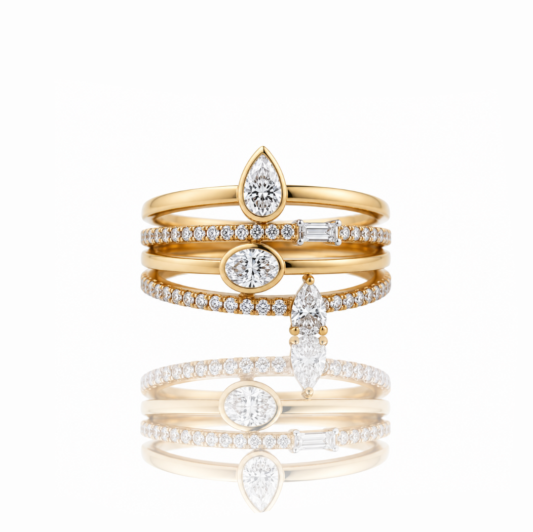 Multi Shaped Diamond Stack Ring