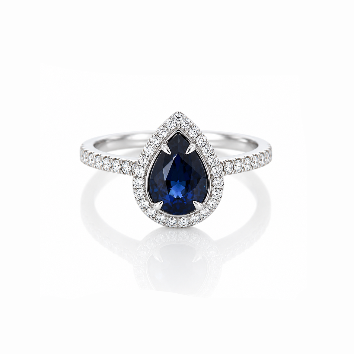 Pear Sapphire Halo Ring
