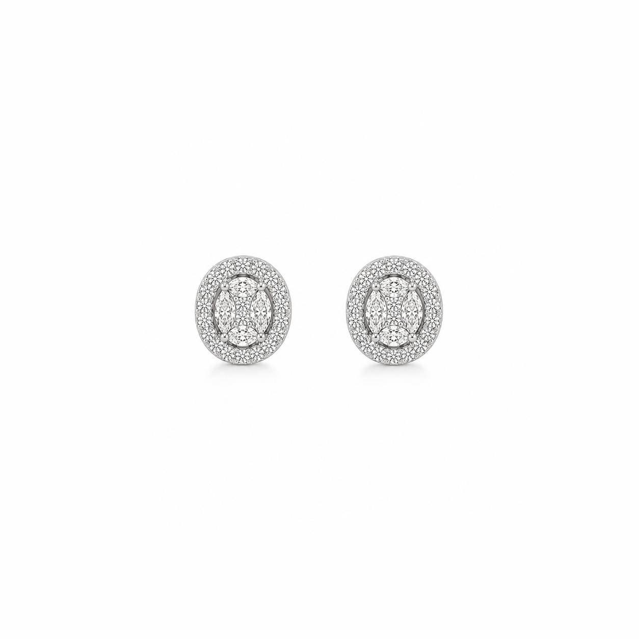 Ilussion Halo Oval Stud Earrings