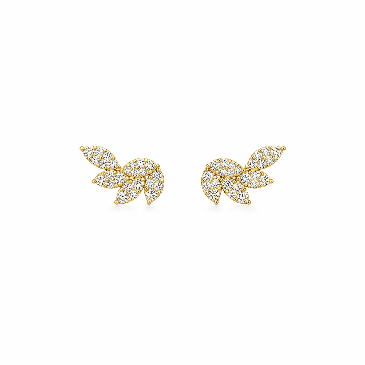 Diamond Leaf Stud Earrings