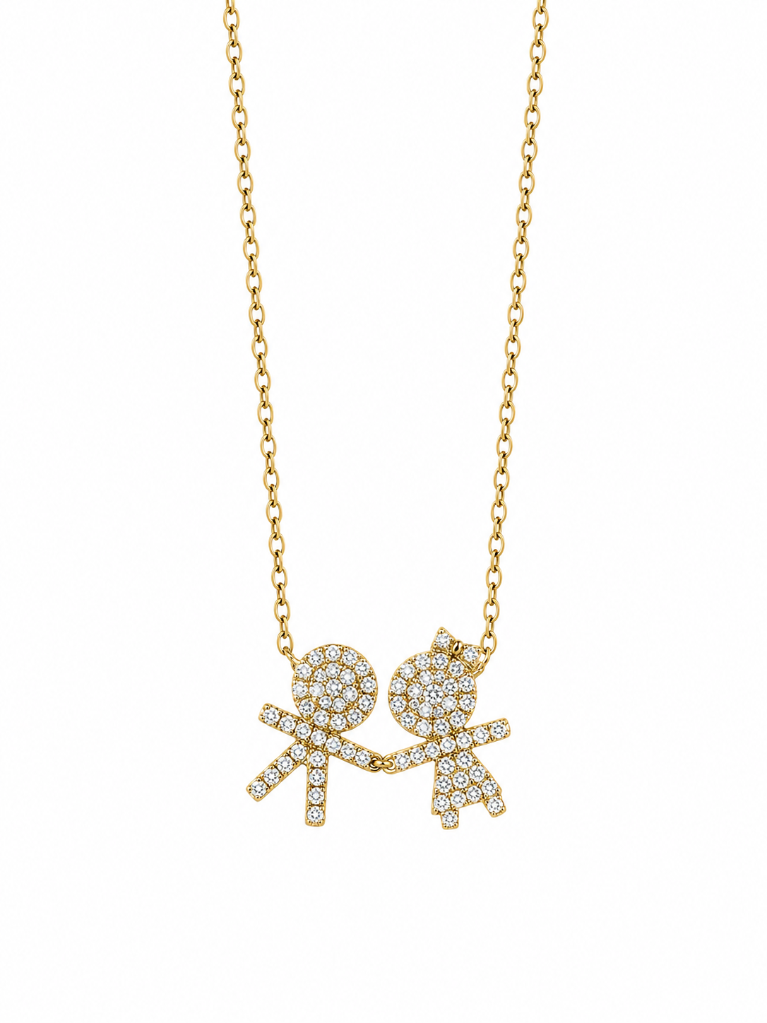 Diamond Boy & Girl Pave Necklace