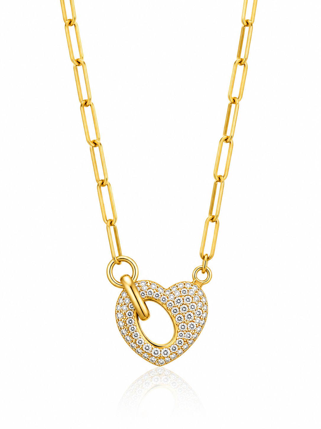 Diamond Heart Paperclip Necklace