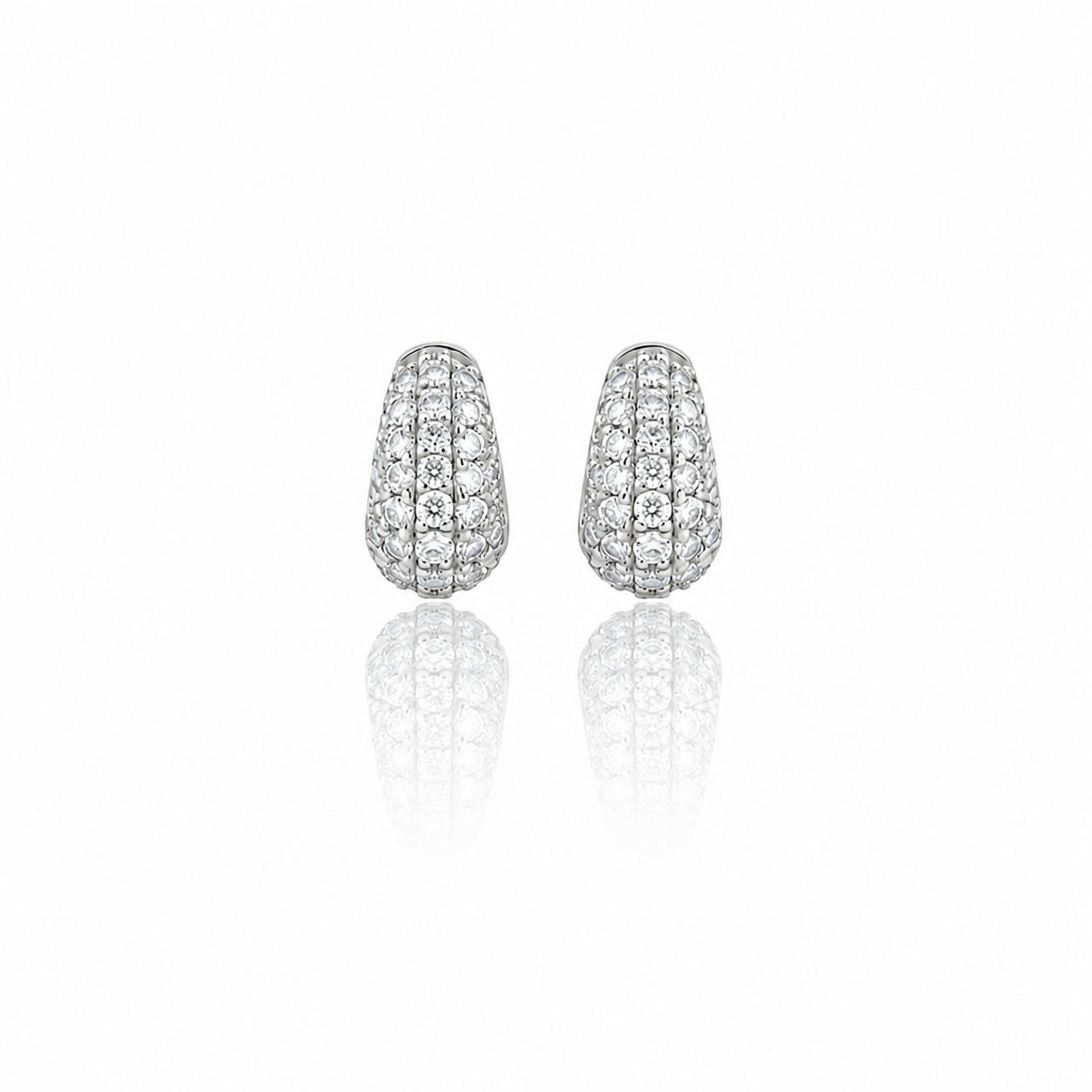 Pavé Diamond Domed Huggie Earrings