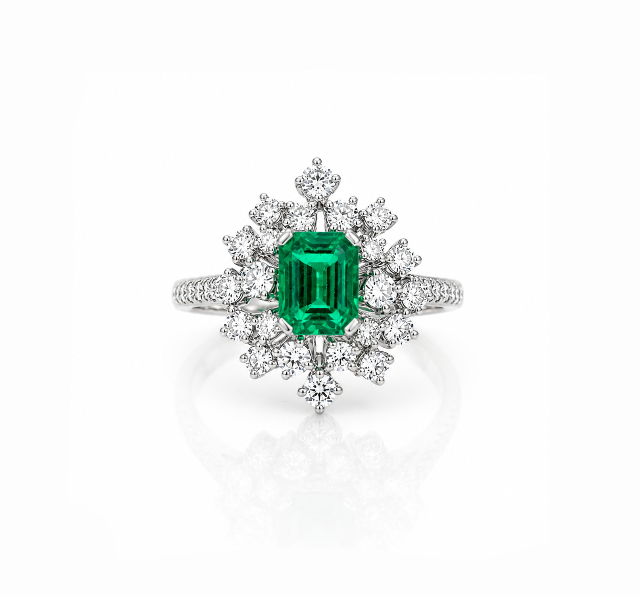 Emerald and Diamond Statement Ring