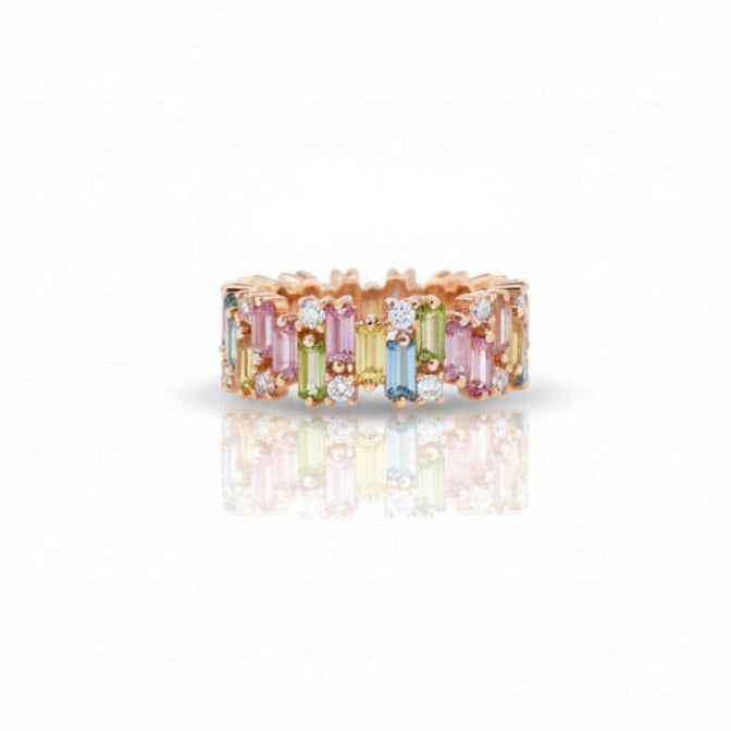 Cotton Candy Sapphire and Diamond Band