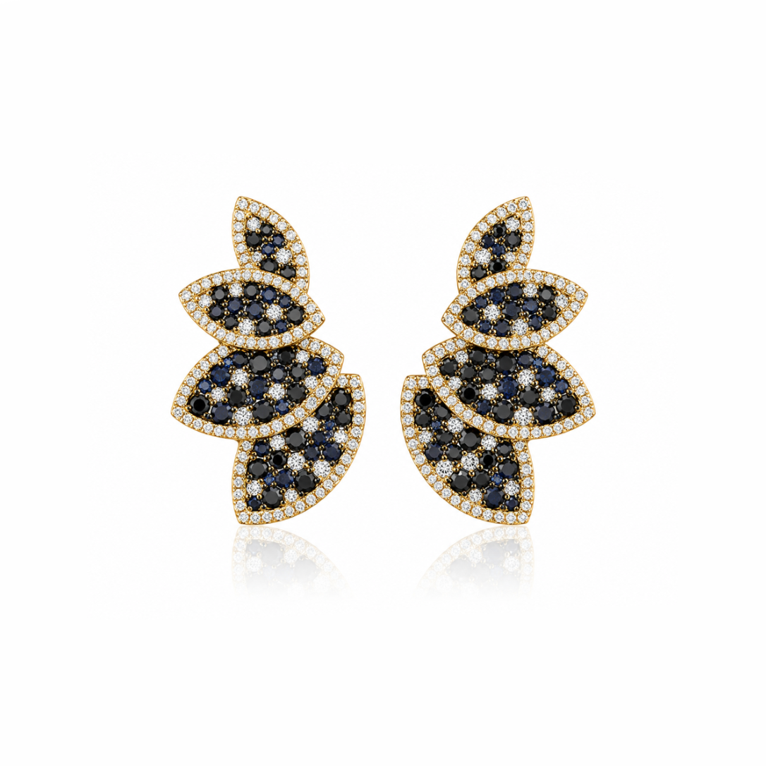 4-Leaf Gemstone & Diamond Earrings