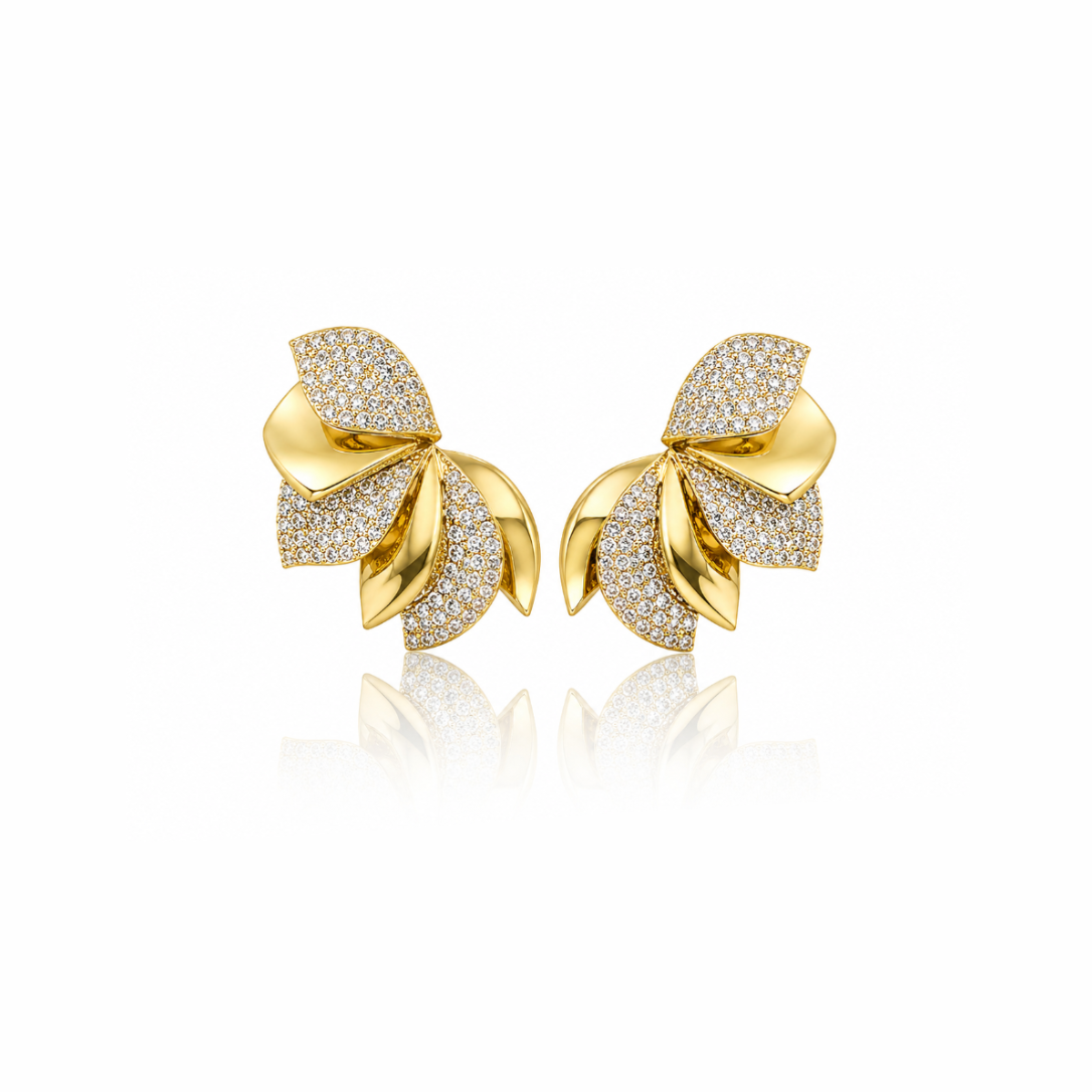 Diamond Petal Climber Earrings