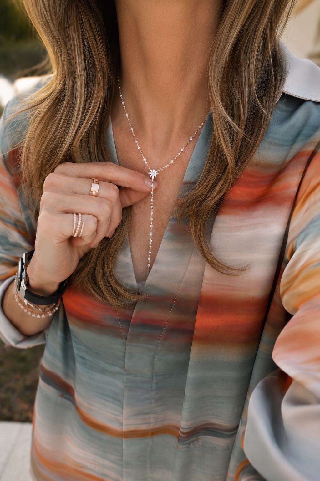 Diamond Starbust Lariat Necklace