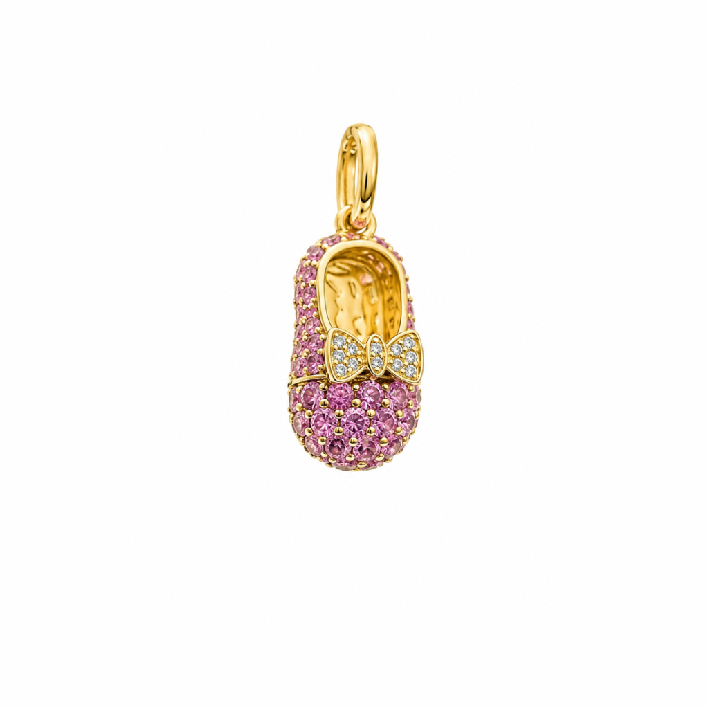 Pink Sapphire and Diamond Baby Girl Shoe