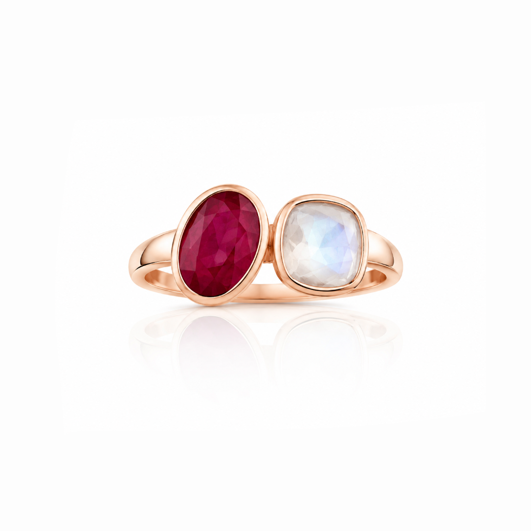 Ruby and Moonstone Ring