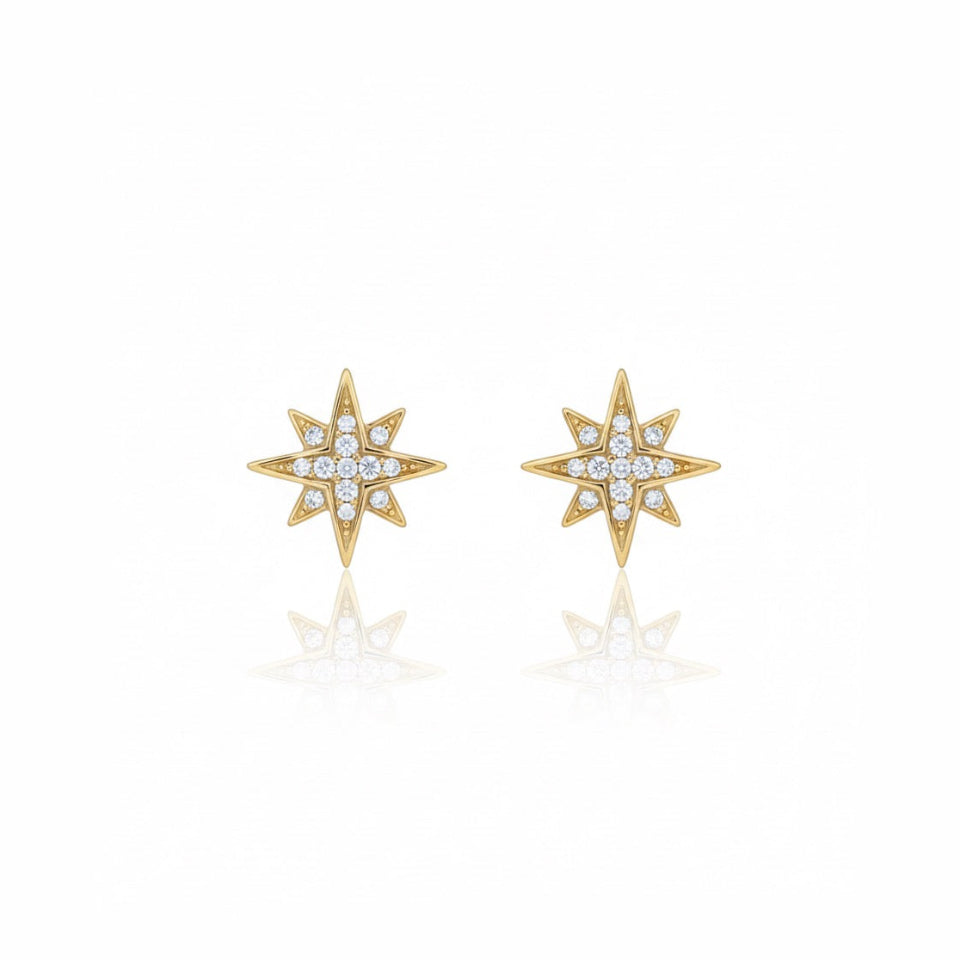 Eight-Point Diamond Star Stud Earrings
