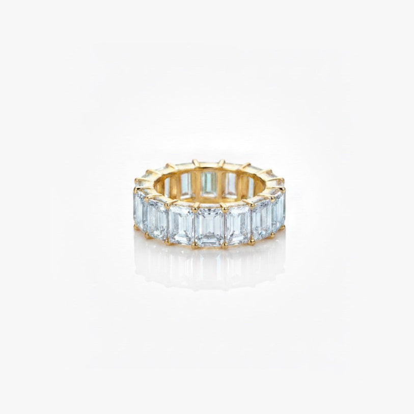 Emerald Cut Aquamarine Eternity Band