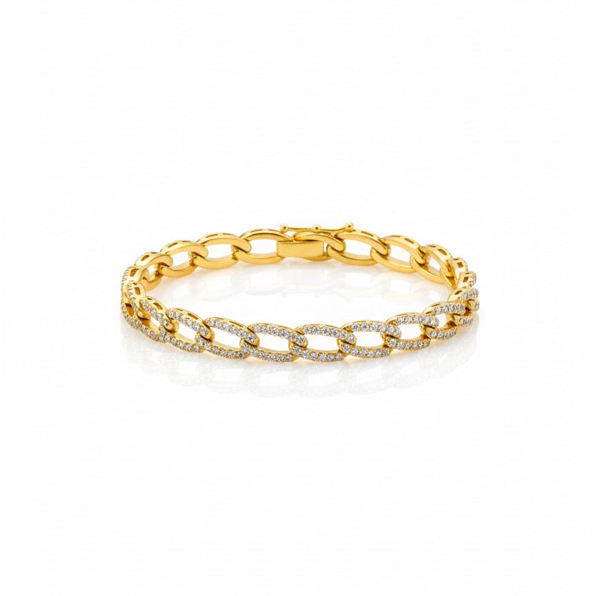 Full Pavé Diamond Sided Paperclip Bracelet