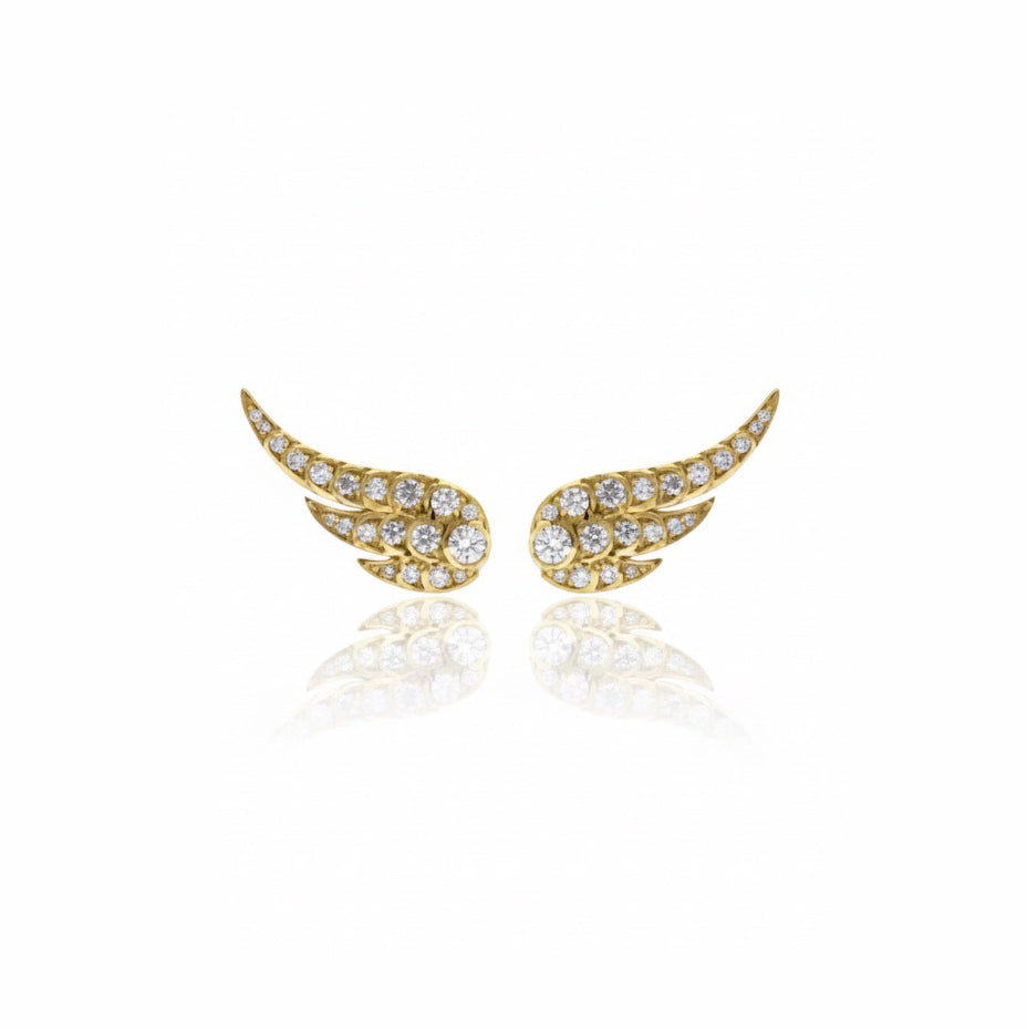 Graduated Diamond Wing Stud Earrings