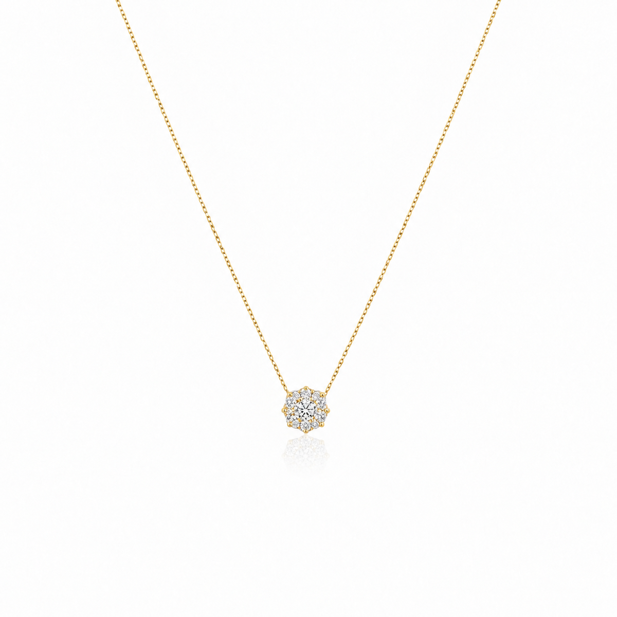 Tiny Circled Flower Diamond Necklace