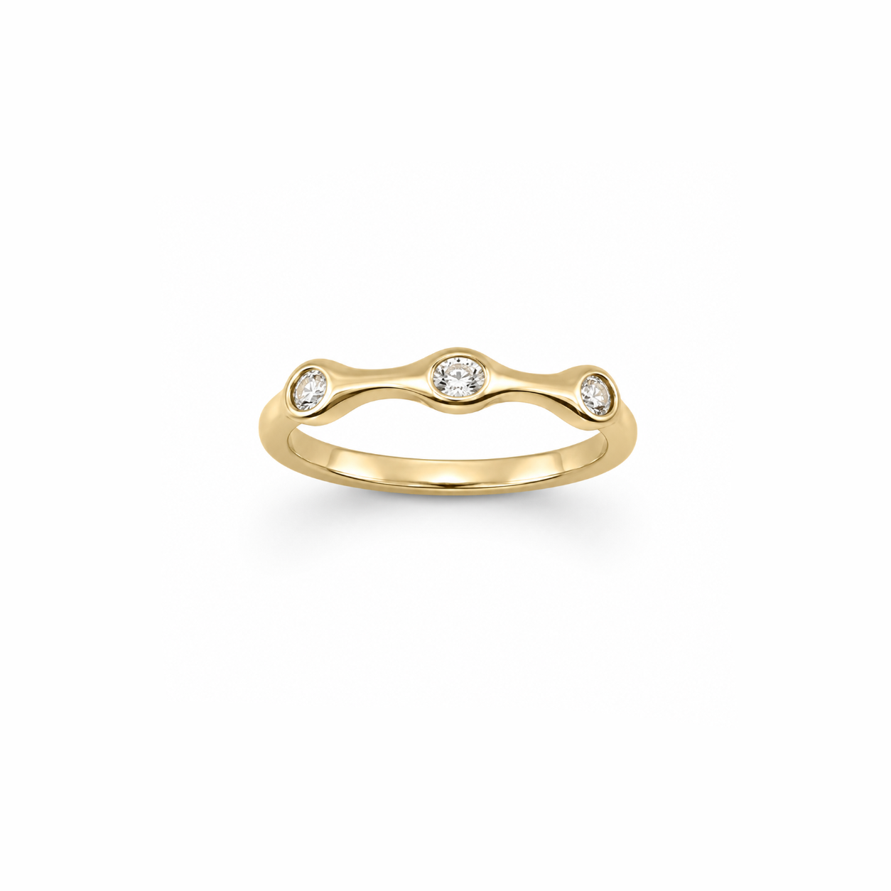 Bezel Trio Wave Ring